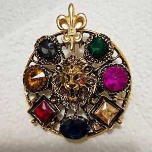 Crystal Lion Brooch